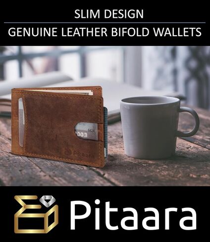 Pitaara Genuine Leather Slim Hand Crafted Minimalist Front Pocket Bifold Wallet with RFID Blocking and Money Clip For Men in Saudi Arabia