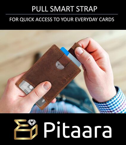 Pitaara Genuine Leather Slim Hand Crafted Minimalist Front Pocket Bifold Wallet with RFID Blocking and Money Clip For Men in Saudi Arabia