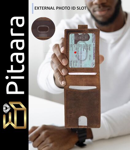 Pitaara Genuine Leather Slim Hand Crafted Minimalist Front Pocket Bifold Wallet with RFID Blocking and Money Clip For Men in Saudi Arabia