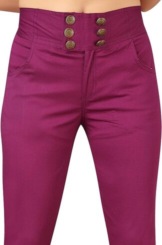 بنطلون قطن 100% للكاحل مريح للمكتب، نحيف، صلب للنساء، ملابس كاجوال مريحة | تصميم الياقوت in Kuwait