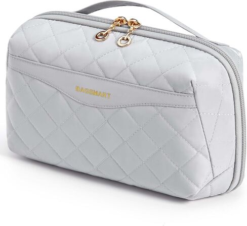 حقيبة مستحضرات التجميل للسفر ذات سعة كبيرة من باغسمارت - حقائب مكياج محمولة، منظم مستحضرات التجميل للسفر للنساء والفتيات، مع مقسم ومقبض، أسود in Kuwait