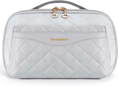 حقيبة مستحضرات التجميل للسفر ذات سعة كبيرة من باغسمارت - حقائب مكياج محمولة، منظم مستحضرات التجميل للسفر للنساء والفتيات، مع مقسم ومقبض، أسود in Kuwait