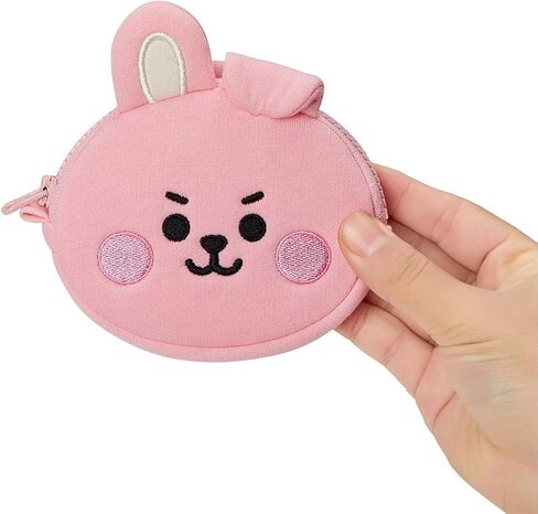 BT21 Baby Series COOKY Character Small Coin Purse Pouch ID Card Wallet with Lanyard, Pink in Kuwait