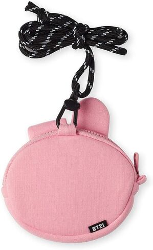 BT21 Baby Series COOKY Character Small Coin Purse Pouch ID Card Wallet with Lanyard, Pink in Kuwait