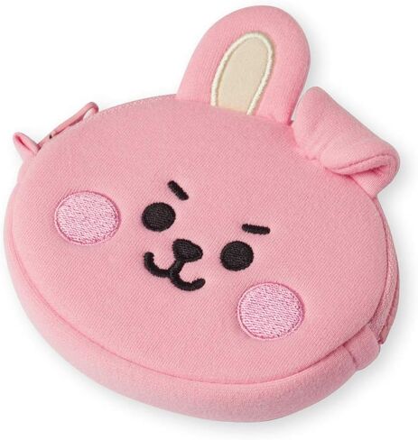 BT21 Baby Series COOKY Character Small Coin Purse Pouch ID Card Wallet with Lanyard, Pink in Kuwait