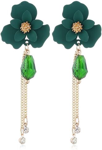 TIANBANGSHI Bohemian Flower Stud Earrings Chic Long Tassels Flower Dangle Drop Earrings Unique Vintage Gold Flower Bud Earrings for Women Girls Summer Beach Holiday Statement Earrings Jewelry in Saudi Arabia
