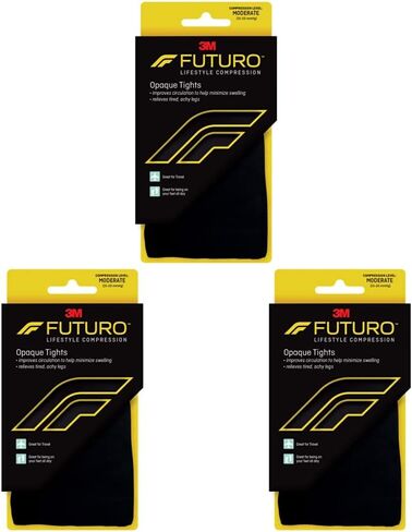 جوارب فوتورو غير شفافة للنساء، ضغط متوسط، 15-20 مم/زئبق، تساعد على تحسين الدورة الدموية للمساعدة في تقليل التورم، كبير (عبوة من 3 قطع) in Kuwait