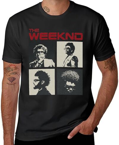 تي شيرت The Rapper Weeknd للجنسين ذو تصميم كلاسيكي بأكمام قصيرة ورقبة دائرية، تي شيرت برقبة دائرية مصنوع من القطن بنسبة 100% in Kuwait