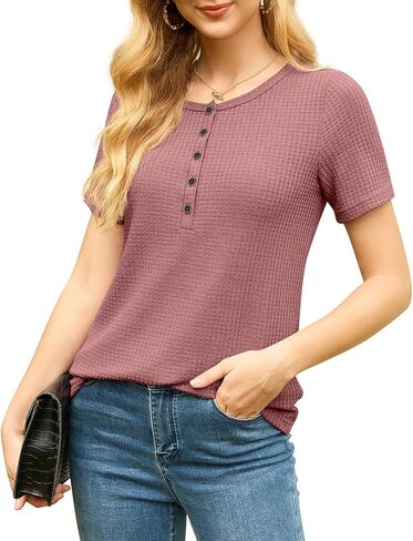 قميص نسائي من IWOLLENCE بأزرار للأسفل وأكمام طويلة، قميص هينلي، سترة منسوجة على شكل حرف V، ملابس فضفاضة in Kuwait