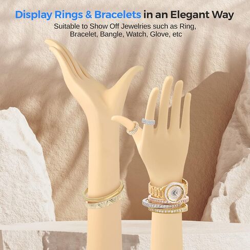 SereneLife Jewelry Hand Display Holder, Extended Long Dummy Female Mannequin Hand, Skin Tone Organizer for Accessories, Suitable to Show Off Jewelries such as Ring, Bracelet, Bangle, Watch, Glove, etc in Saudi Arabia