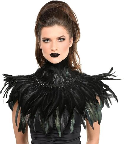 Deluxe Black Feather Collar (One Size) - 1 Pc - Perfect for Special Occasions and Costumes. in Saudi Arabia