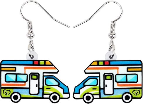 RAIDIN Cute Acrylic Camper Travel Trailer Dangle Hook Earrings Camping Car Jewelry Gifts for Women Girls Camper Lovers in Saudi Arabia
