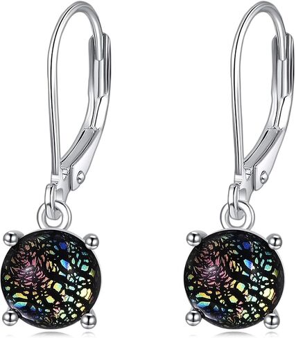 925 Sterling Silver Leverback Earrings Coloured Platinum Glass Jewelry for Women Girls Birthday Gifts in Saudi Arabia