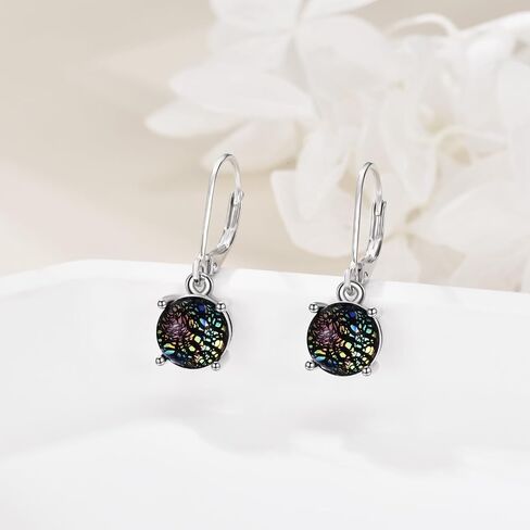 925 Sterling Silver Leverback Earrings Coloured Platinum Glass Jewelry for Women Girls Birthday Gifts in Saudi Arabia