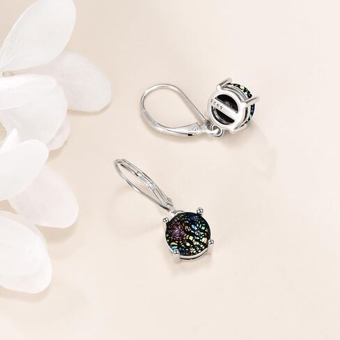 925 Sterling Silver Leverback Earrings Coloured Platinum Glass Jewelry for Women Girls Birthday Gifts in Saudi Arabia