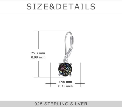 925 Sterling Silver Leverback Earrings Coloured Platinum Glass Jewelry for Women Girls Birthday Gifts in Saudi Arabia