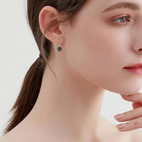 925 Sterling Silver Leverback Earrings Coloured Platinum Glass Jewelry for Women Girls Birthday Gifts in Saudi Arabia