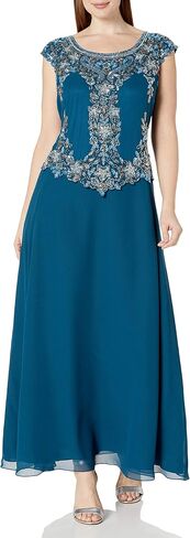 J Kara Women's Cap Sleeve Long Beaded Dress in Saudi Arabia