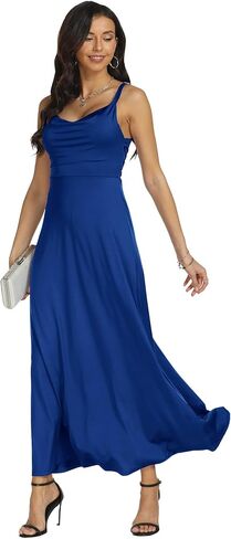 فستان ICEROSIN صيفي كاجوال بحزام سباغيتي ورقبة متدلية وقابل للتعديل مع خصر برباط in Kuwait