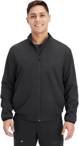Fabletics Men's Foundation 4-Pocket Scrub Jacket - MotionTech, Lightweight, Breathable, Wrinkle-Resist, Semi-Slim Fit in Saudi Arabia