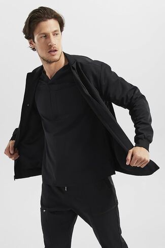 Fabletics Men's Foundation 4-Pocket Scrub Jacket - MotionTech, Lightweight, Breathable, Wrinkle-Resist, Semi-Slim Fit in Saudi Arabia
