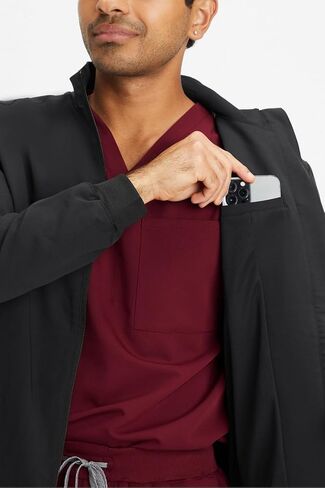 Fabletics Men's Foundation 4-Pocket Scrub Jacket - MotionTech, Lightweight, Breathable, Wrinkle-Resist, Semi-Slim Fit in Saudi Arabia