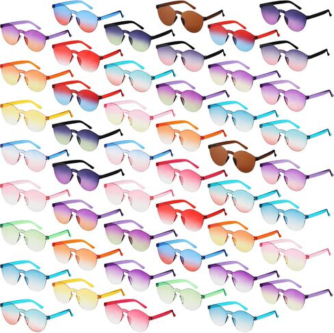 Hoteam 48 Pairs Colored Sunglasses Bulk Rimless Sunglasses Colorful Transparent Candy Sunglasses Tinted Eyewear Colored Retro Glasses Eyewear for Women Men Adult, 24 Colors in Saudi Arabia