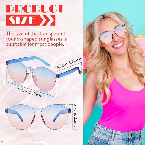 Hoteam 48 Pairs Colored Sunglasses Bulk Rimless Sunglasses Colorful Transparent Candy Sunglasses Tinted Eyewear Colored Retro Glasses Eyewear for Women Men Adult, 24 Colors in Saudi Arabia