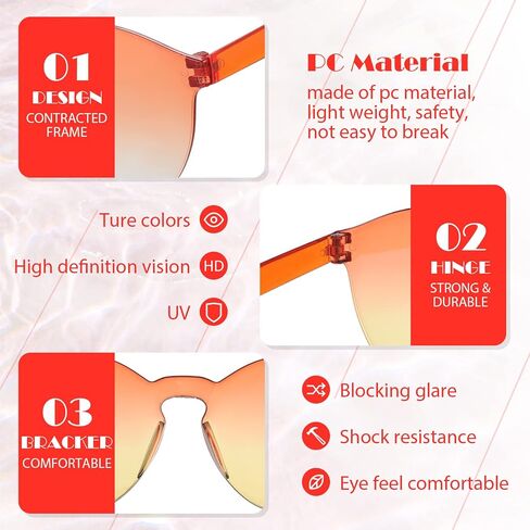 Hoteam 48 Pairs Colored Sunglasses Bulk Rimless Sunglasses Colorful Transparent Candy Sunglasses Tinted Eyewear Colored Retro Glasses Eyewear for Women Men Adult, 24 Colors in Saudi Arabia