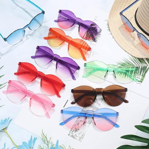 Hoteam 48 Pairs Colored Sunglasses Bulk Rimless Sunglasses Colorful Transparent Candy Sunglasses Tinted Eyewear Colored Retro Glasses Eyewear for Women Men Adult, 24 Colors in Saudi Arabia