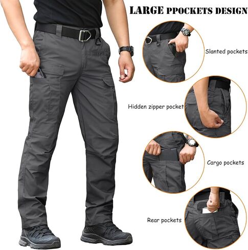 CARWORNIC Men's Ripstop Tactical Pants Water-Resistant Military Cargo Pants Lightweight EDC Pockets Outdoor Hiking Work Pants in Saudi Arabia