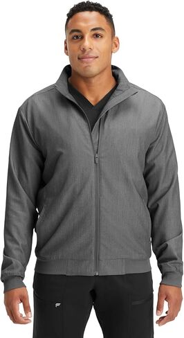 Fabletics Men's Foundation 4-Pocket Scrub Jacket - MotionTech, Lightweight, Breathable, Wrinkle-Resist, Semi-Slim Fit in Saudi Arabia