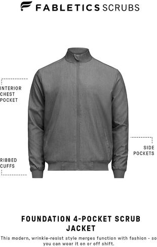 Fabletics Men's Foundation 4-Pocket Scrub Jacket - MotionTech, Lightweight, Breathable, Wrinkle-Resist, Semi-Slim Fit in Saudi Arabia