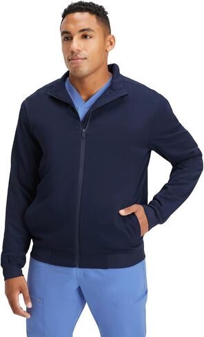 Fabletics Men's Foundation 4-Pocket Scrub Jacket - MotionTech, Lightweight, Breathable, Wrinkle-Resist, Semi-Slim Fit in Saudi Arabia