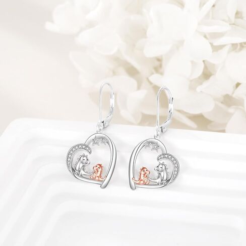 POPLYKE Heart Dinosaur Penguin Cow Earrings for Women 925 Sterling Silver Mom Daughter Animal Jewelry Birthday Gifts for Girls in Saudi Arabia