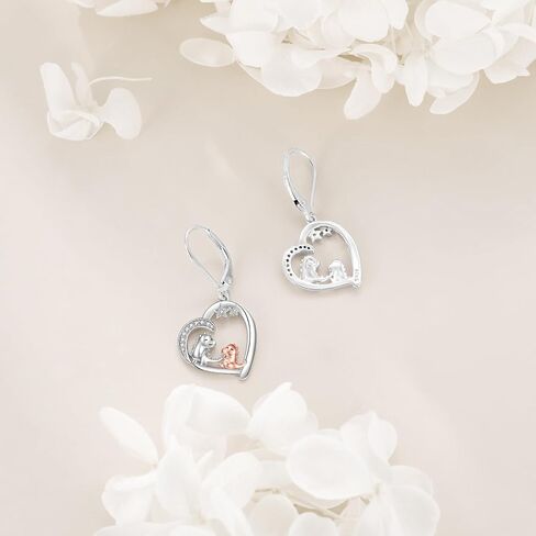 POPLYKE Heart Dinosaur Penguin Cow Earrings for Women 925 Sterling Silver Mom Daughter Animal Jewelry Birthday Gifts for Girls in Saudi Arabia