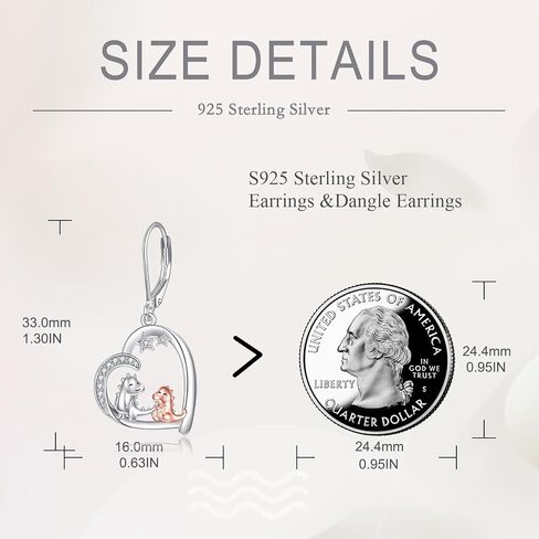 POPLYKE Heart Dinosaur Penguin Cow Earrings for Women 925 Sterling Silver Mom Daughter Animal Jewelry Birthday Gifts for Girls in Saudi Arabia