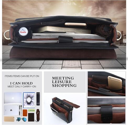 حقيبة جلدية من Leathario للرجال حقيبة كمبيوتر محمول جلدية حقيبة كتف رسول حقيبة عمل الأعمال in Kuwait