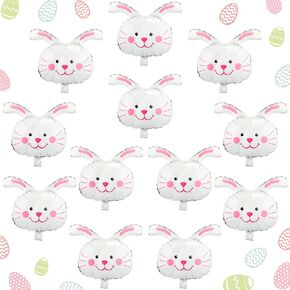 12 Pcs Bunny Foil Balloon Rabbit Balloons, Bunny Party Decorations Bunny Head Balloons Animal Balloons for Birthday Spring Woodland Themed Party Baby Shower Party Supplies