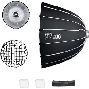 Triopo 23.6inch/60cm Parabolic Softbox Bowens Mount Soft Boxes with Honeycomb Grid, Quick Set up Quick Folding, Compatible with Aputure 120d Light Dome Godox SL60w NEEWER RGB CB60 Bowens Mount Lights