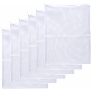 JIHAQUA Aquarium Filter Bags Large - Reusable Fish Tank Filter Media Mesh Bags with Plastic Zipper (7.5 x 12 inch (6 Pack))