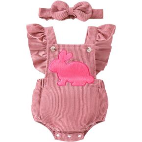 ZAXARRA Baby Girls Rompers Fly Sleeve Square Collar Cute Bodysuit Headband 2Pcs Sets Infant Summer Outfit