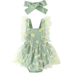 Newborn Baby Girl Romper Dresses Dot Sleeveless Ruffled Tutu Skirts Jumpsuit Bodysuit Onesie Summer Clothes