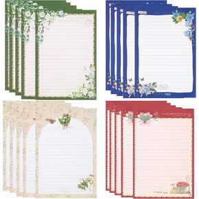 Floral Stationary Paper Set,40 PCS Lined Stationary Writing Paper,Fresh Style Letter Paper,Romantic Love Letter Gifts Invitations