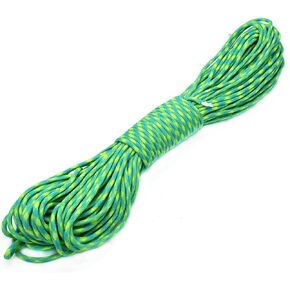 KEEJEA 100ft Type III 7 Strand Core Paracord 550 Parachute (87# Light Green+Acid Blue)