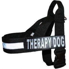 THERAPY DOG Nylon Service Dog Harness No Pull Guide Assistance comes with 2 reflective THERAPY DOG removable patches. Please measure your dog before ordering.