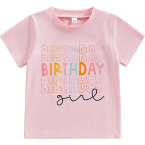 Toddler Baby Girl Birthday Outfit Birthday Girl Shirt One/Two/Three/Four/Five T-Shirt Birthday Gift 1-5T