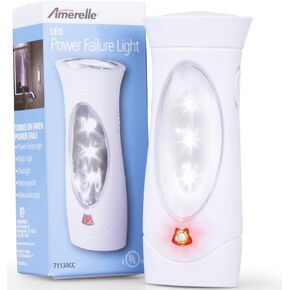 Amerelle LED Emergency Lights For Home Power Failure, 6 Pack - Triple Function Power Failure Light and Plug In Flashlight Combo, With Rechargeable Battery - Be Snow Storm & Hurricane Ready (71134)