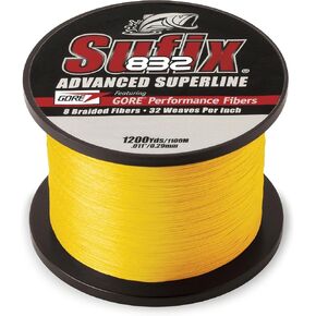 Sufix 832 Braid 10 lb Hi-VIS 660-310Y: 832 Braid 10 lb Hi-VIS Yellow, One Size