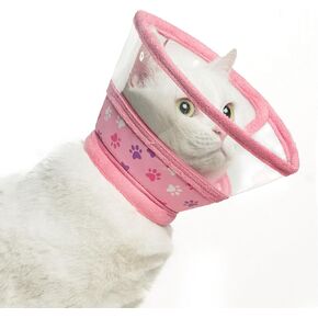 PUPTECK Cat Cone Collar Soft for Neck, Cat Recovery Collar to Stop Licking After Surgery, Adjustable Elizabethan Pet Collar for Small Medium Cats Kittens, Green, M